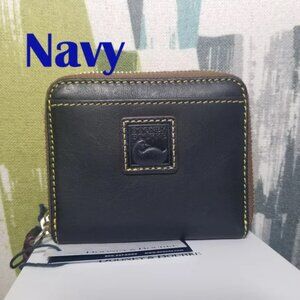 Dooney & Bourke Florentine Small Zip Around Wallet In Navy Leather